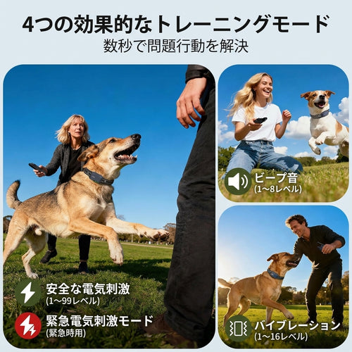犬用トレーニングカラー 首輪 高度なSafe-Tech技術搭載 リモコン付き IPX8防水